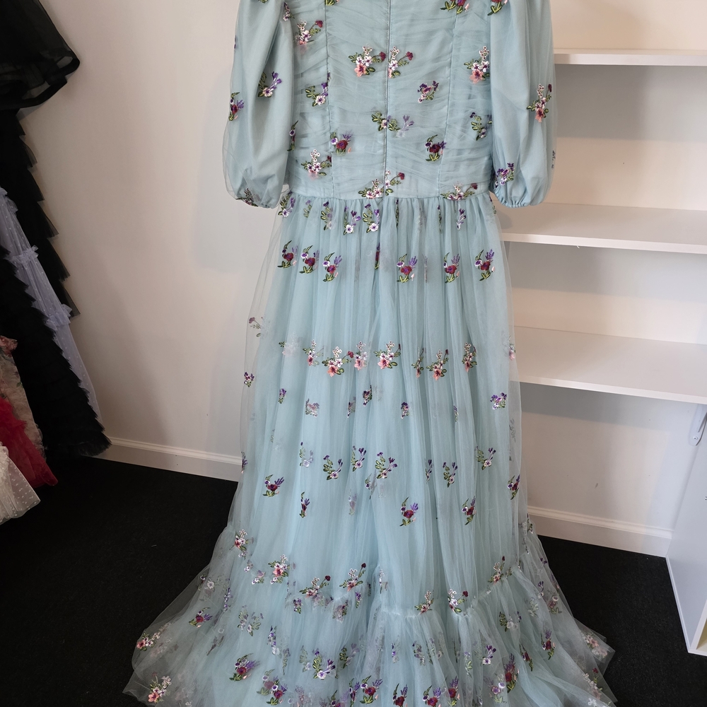 Jessakae Blue Embroidered Tulle Maxi Dress Cottagecore Princess S - Picture 5 of 5